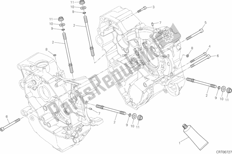All parts for the 10a - Half-crankcases Pair of the Ducati Diavel Xdiavel S 1260 2016